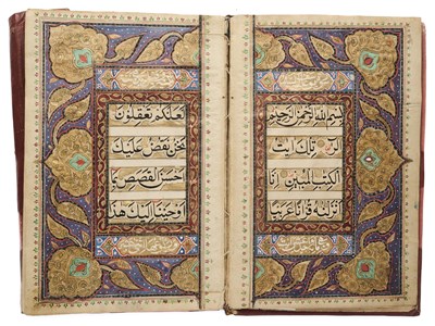 Lot 23 - SELECTIONS FROM THE QUR'AN, PROBABLY KASHMIR, 19TH CENTURY, COPIED BY SIRAJ AL-DIN