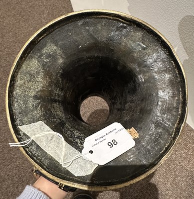 Lot 98 - A SAFAVID BRASS TORCH STAND, IRAN, 17TH CENTURY