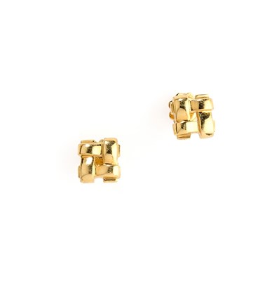 Lot 345 - TIFFANY & CO: PAIR OF GOLD EAR STUDS, 2004