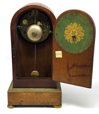 Lot 582 - A RESTAURATION ORMOLU-MOUNTED BURR WOOD MANTEL CLOCK, PARIS, CIRCA 1840