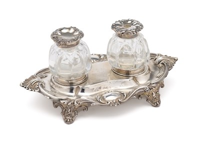 Lot 161 - A VICTORIAN SILVER INKSTAND, HENRY WILKINSON & CO., SHEFFIELD, 1850