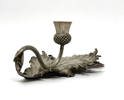 Lot 120 - A SCOTTISH VICTORIAN NATURALISTIC SILVER 'THISTLE' CHAMBERSTICK, JAMES & WALTER MARSHALL, EDINBURGH, 1881