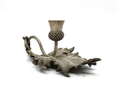 Lot 120 - A SCOTTISH VICTORIAN NATURALISTIC SILVER 'THISTLE' CHAMBERSTICK, JAMES & WALTER MARSHALL, EDINBURGH, 1881