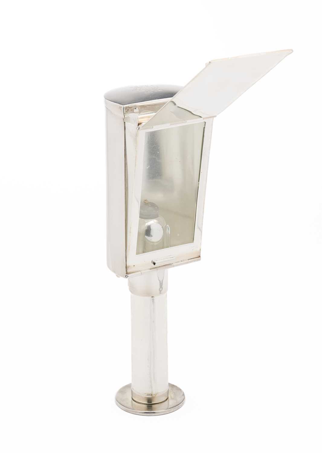 Lot 117 - A VICTORIAN SILVER TRAVELLING LAMP, J. DREW & SONS, LONDON, 1888