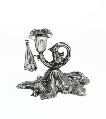 Lot 164 - A VICTORIAN NATURALISTIC SILVER CHAMBERSTICK, HENRY WILKINSON & CO., SHEFFIELD, 1844