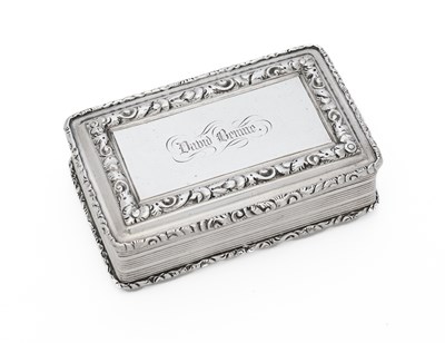 Lot 211 - A VICTORIAN SILVER SNUFF BOX, NATHANIEL MILLS, BIRMINGHAM, 1838