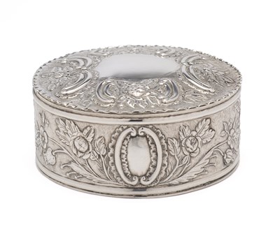 Lot 123 - A VICTORIAN SILVER DRESSING TABLE BOX AND COVER, JACOBES J. OOSTERBAAN, LONDON, 1878