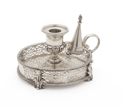 Lot 119 - A VICTORIAN SILVER SMALL CHAMBERSTICK, C.T. & G. FOX, LONDON, 1889