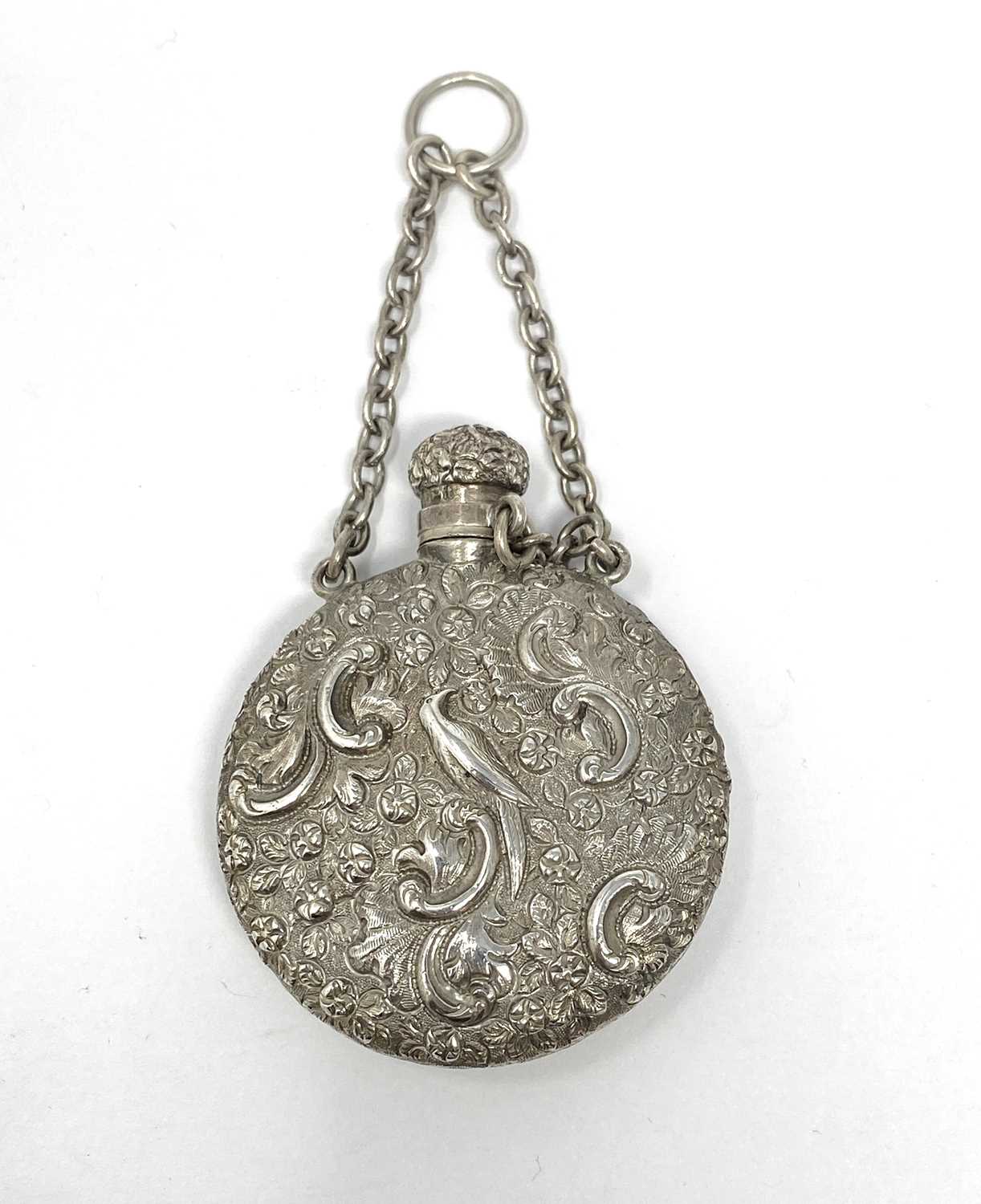 Lot 184 - A VICTORIAN SILVER SCENT FLASK, S. MORDAN & CO., LONDON, 1874