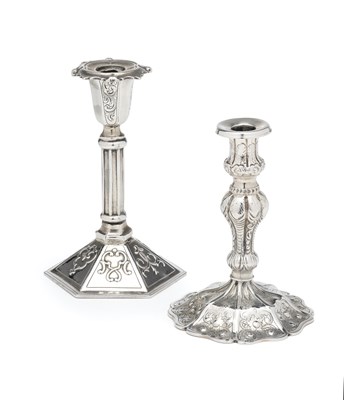 Lot 167 - TWO VICTORIAN SILVER TAPERSTICKS