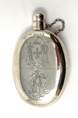Lot 121 - A VICTORIAN SILVER SPIRIT FLASK, CHAWNER & CO., LONDON, 1877