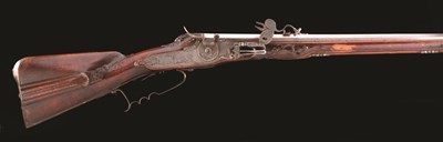 Lot 141 - A GERMAN WHEEL-LOCK SPORTING RIFLE (MsLLERBsCHSE) BY MICHAEL WAGNER IN CRONACH