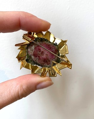 Lot 750 - GRIMA: GOLD, TOURMALINE AND DIAMOND BROOCH, 1966