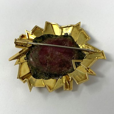 Lot 750 - GRIMA: GOLD, TOURMALINE AND DIAMOND BROOCH, 1966