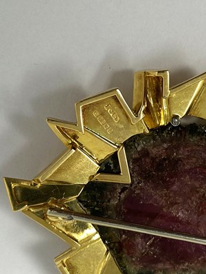 Lot 750 - GRIMA: GOLD, TOURMALINE AND DIAMOND BROOCH, 1966