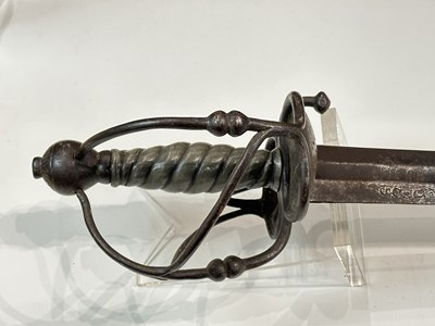 Lot 183 - A SWISS MILITARY SWORD, THE BLADE DATED 1726
