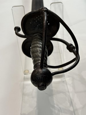 Lot 183 - A SWISS MILITARY SWORD, THE BLADE DATED 1726