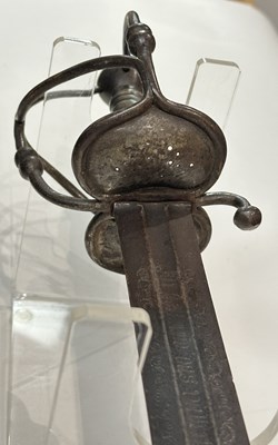 Lot 183 - A SWISS MILITARY SWORD, THE BLADE DATED 1726