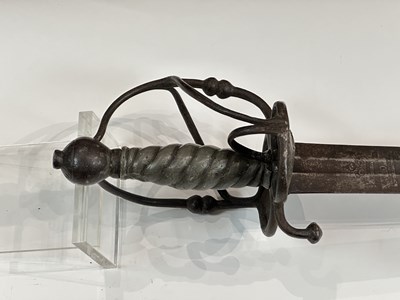 Lot 183 - A SWISS MILITARY SWORD, THE BLADE DATED 1726