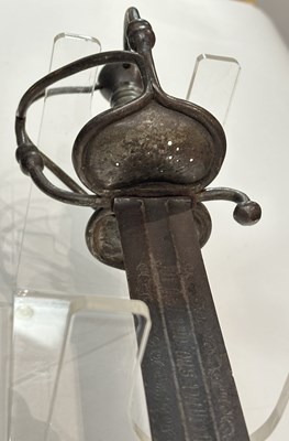 Lot 183 - A SWISS MILITARY SWORD, THE BLADE DATED 1726