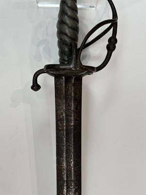 Lot 183 - A SWISS MILITARY SWORD, THE BLADE DATED 1726