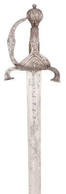 Lot 173 - A SWISS MILITARY SWORD, ZURICH, THE BLADE DATED 1717