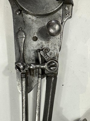 Lot 213 - A RARE DETACHED GERMAN COMBINED MATCH-AND WHEEL-LOCK MECHANISM, LATE 16TH CENTURY