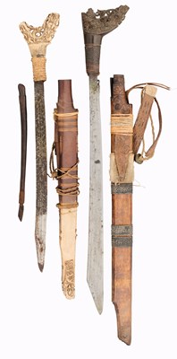 Lot 318 - TWO DYAK SWORDS (MANDAU), BORNEO, LATE 19TH/20TH CENTURY