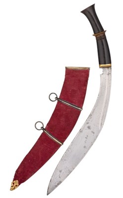 Lot 517 - A NEPALESE SILVER-GILT MOUNTED KUKRI, 19TH CENTURY