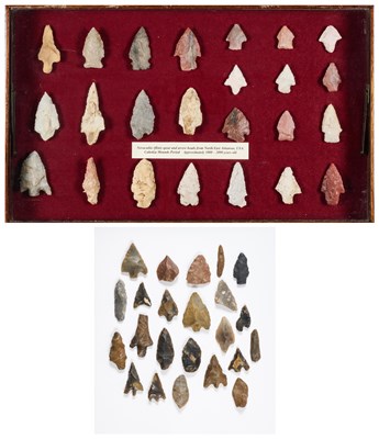 Lot 2 - TWO DISPLAYS OF STONE ARROWHEADS