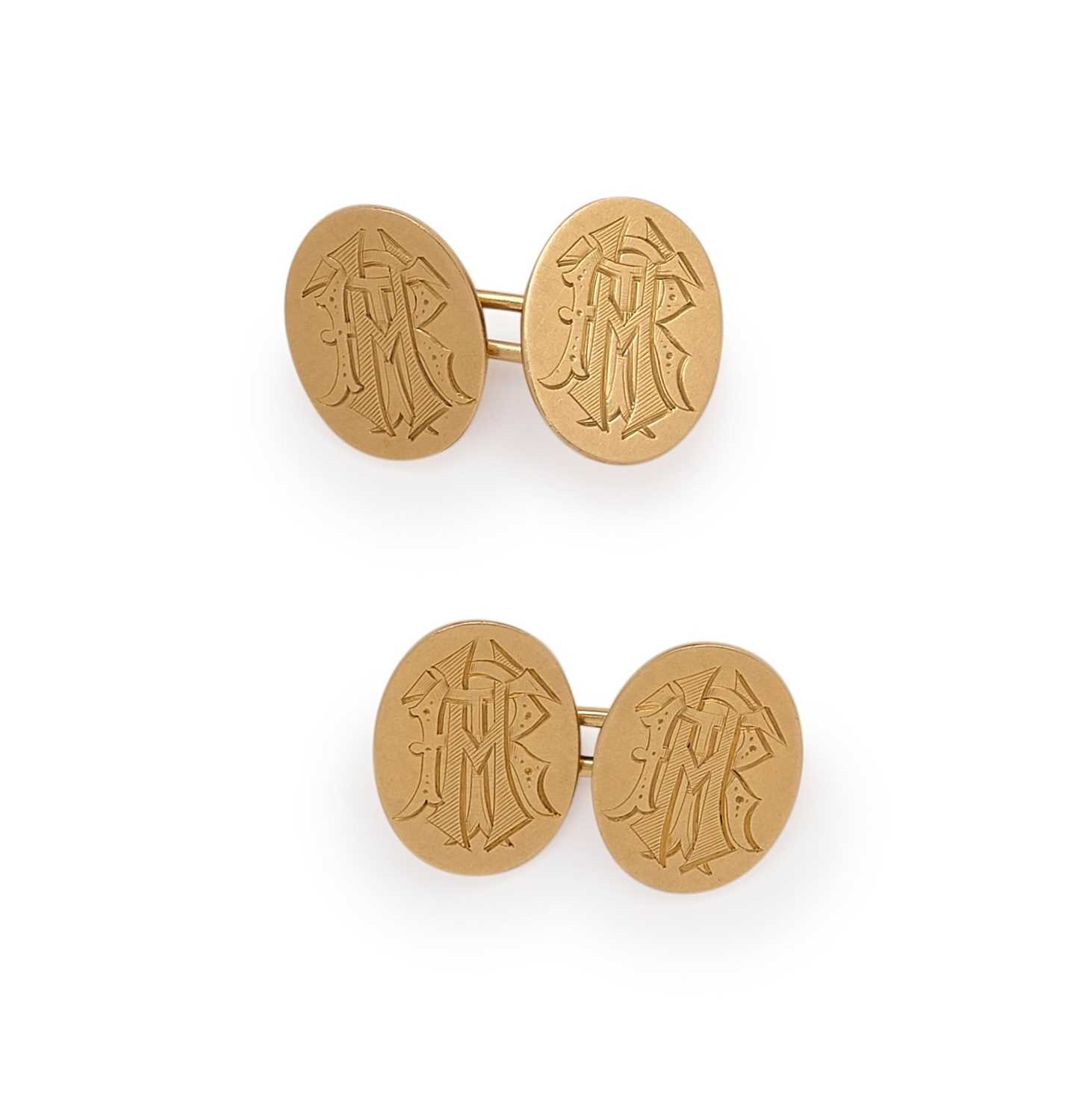 Lot 560 - VICTORIAN, PAIR OF GOLD CUFFLINKS, 1890s