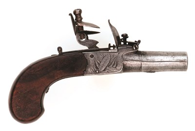 Lot 185 - A FLINTLOCK POCKET PISTOL