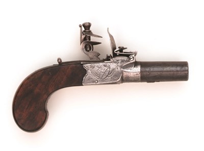 Lot 186 - A FLINTLOCK POCKET PISTOL SIGNED W. & S.R