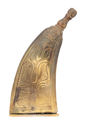 Lot 734 - A SOUTH GERMAN OR AUSTRIAN PRIMING-FLASK, 18TH CENTURY
