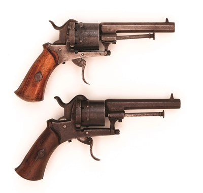 Lot 187 - TWO BELGIAN SIX-SHOT PIN-FIRE REVOLVERS