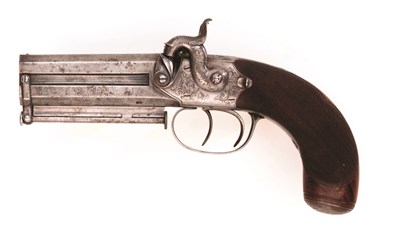 Lot 200 - A D.B. OVER-AND-UNDER PERCUSSION PISTOL BY SAMUEL NOCK
