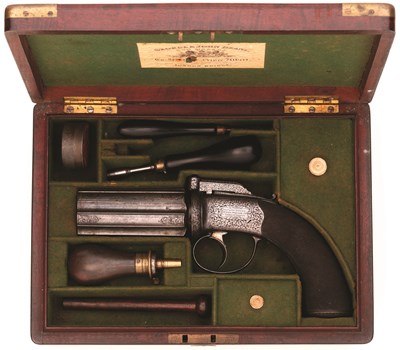 Lot 205 - **A SIX-SHOT PERCUSSION PEPPERBOX REVOLVER BY GEO. & JNO.DEANE