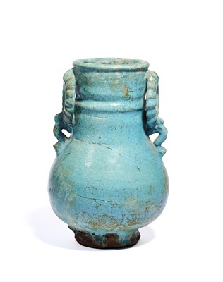 Lot 25 - A TURQUOISE GLAZED JAR, PROBABLY FATIMID EGYPT,  10TH-12TH CENTURY