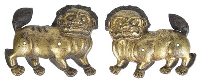 Lot 2 - A PAIR OF COPPER-GILT RELIEFS OF LIONS