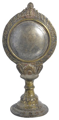 Lot 3 - A BRONZE MIRROR