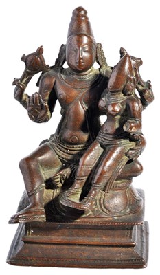 Lot 20 - A BRONZE SHRINE DEPICTING LAKSHMI-NARAYANA