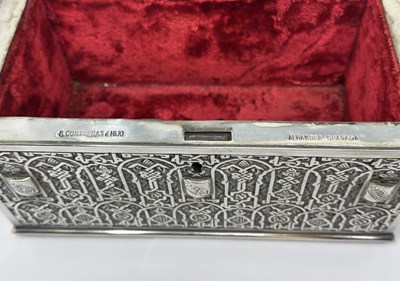 Lot 110 - A SPANISH ELECTROPLATE 'ALHAMBRA' CASKET, R. CONTRERAS É HIJO, GRANADA, CIRCA 1900