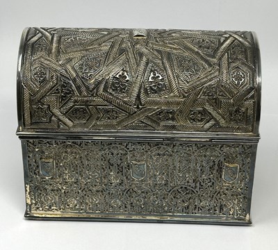 Lot 110 - A SPANISH ELECTROPLATE 'ALHAMBRA' CASKET, R. CONTRERAS É HIJO, GRANADA, CIRCA 1900