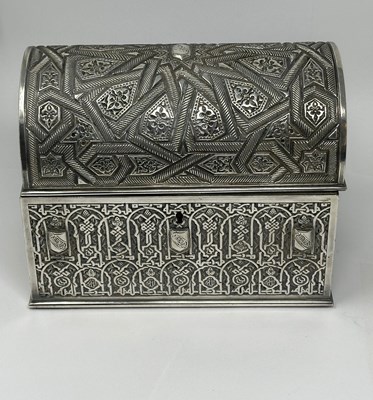 Lot 110 - A SPANISH ELECTROPLATE 'ALHAMBRA' CASKET, R. CONTRERAS É HIJO, GRANADA, CIRCA 1900
