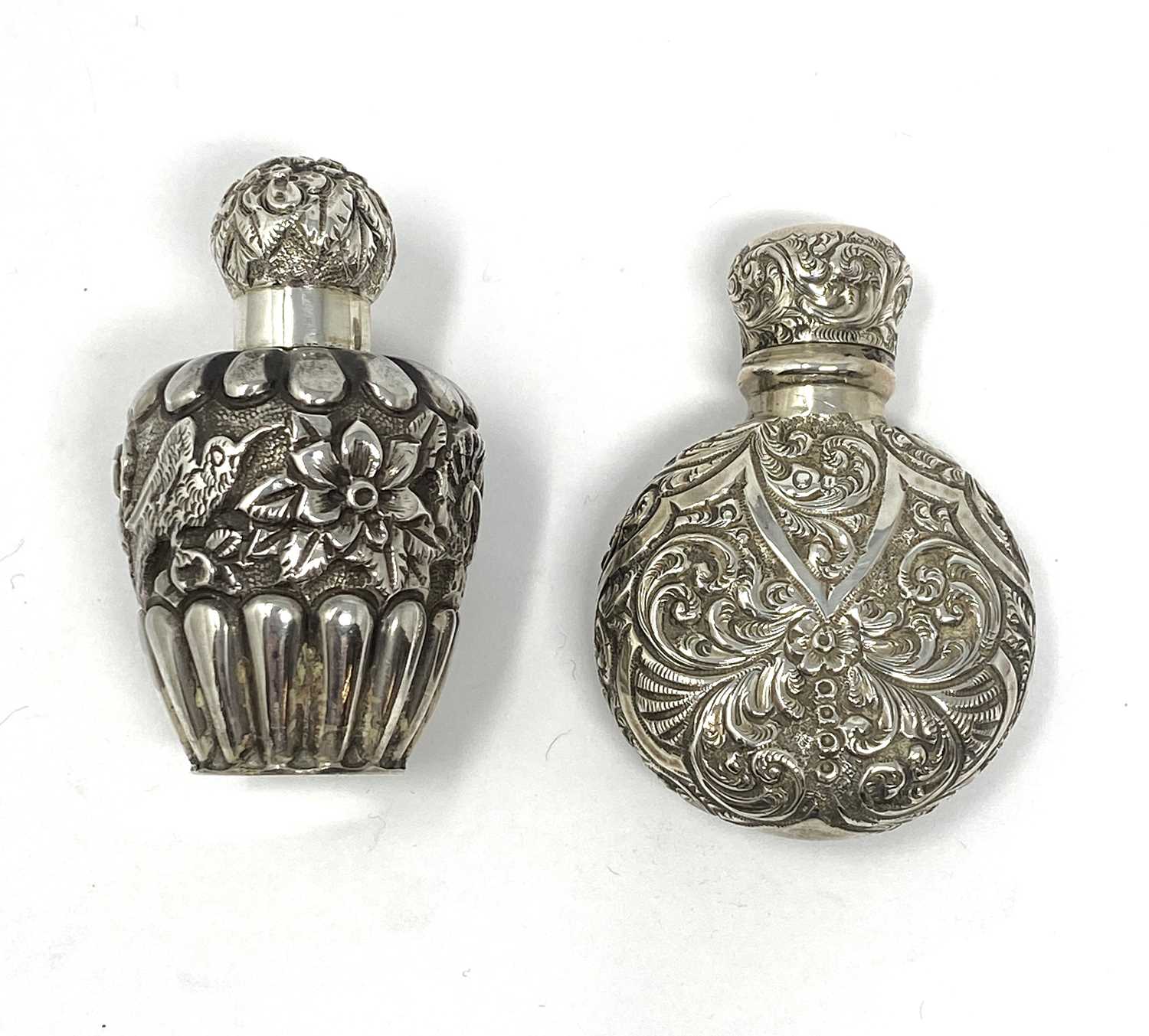 Lot 182 - TWO VICTORIAN SILVER SCENT FLASKS