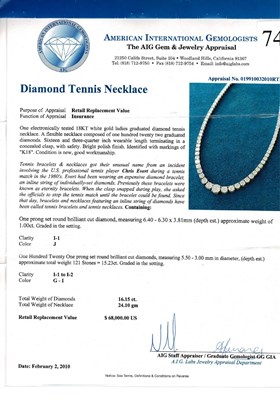 Lot 368 - DIAMOND LINE NECKLACE