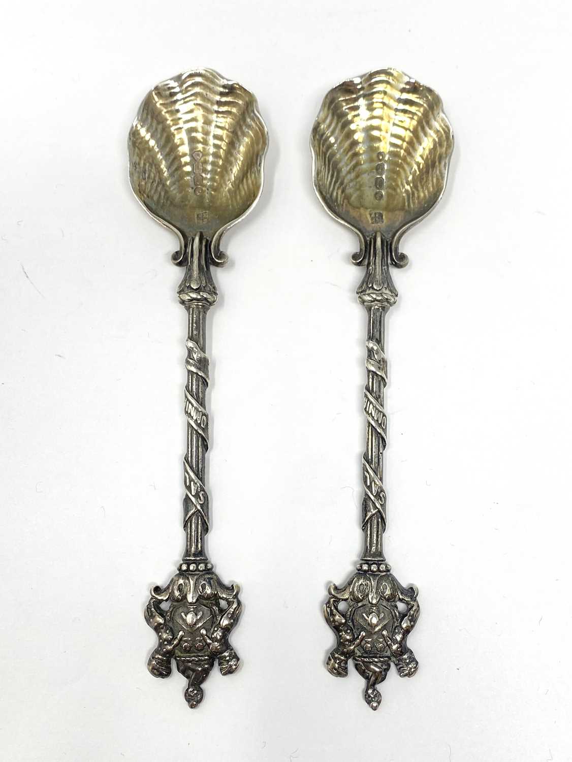 Lot 118 - A PAIR OF VICTORIAN SILVER SALTERS' COMPANY SPOONS, SMITH & NICHOLSON, LONDON, 1858