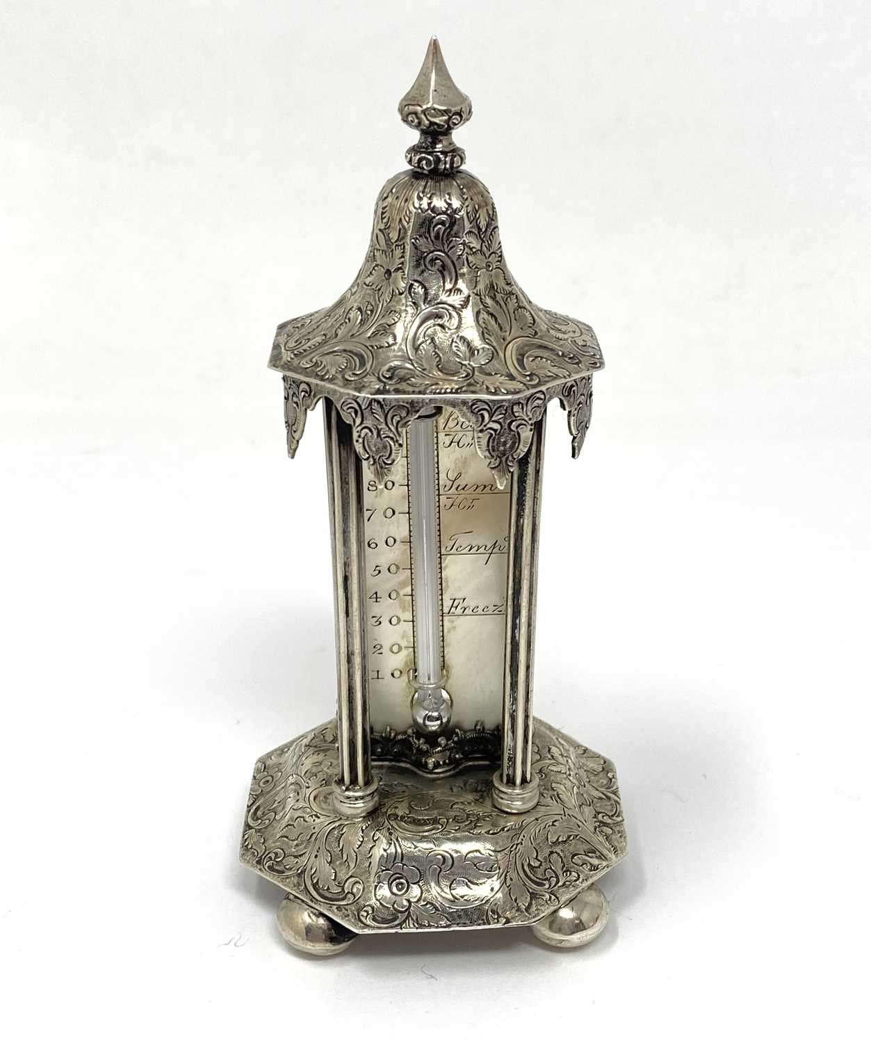 Lot 185 - A VICTORIAN SILVER 'PAVILION' THERMOMETER, GERVASE WHEELER, BIRMINGHAM, 1841