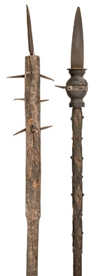 Lot 249 - A LUCERNE HAMMER IN 17TH CENTURY STYLE, 19TH CENTURY, A SPIKED FLAIL, 17TH CENTURY, AND ANOTHER, IN 17TH CENTURY STYLE, 19TH CENTURY
