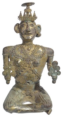 Lot 45 - A BASTAR FIGURE OF A SEATED FEMALE DEITY